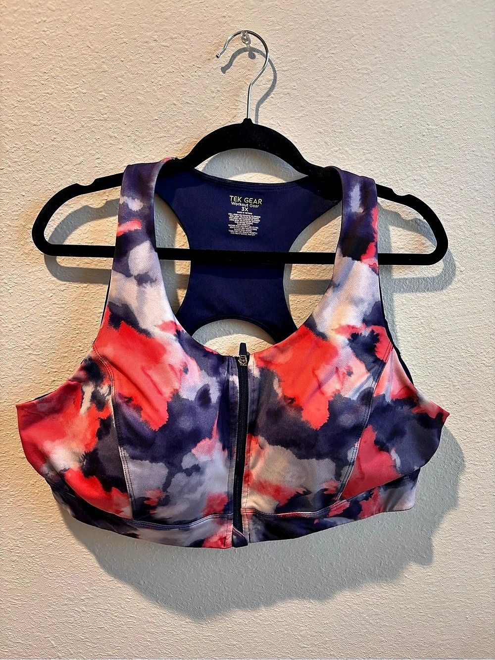 TEK GEAR Abstract Athletic Crop Top Red Purple 3X